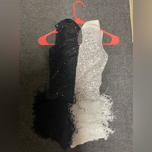 women’s jazz costume black and white tassels